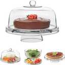 Libbey Selene 6-in-1 Multiuse Glass Server, Punch Bowl, Chip and Dip Bowl, Cake Stand , Clear