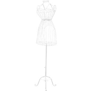 Metal Mannequin Female Wire Dress Form with Stand, Vintage Style Adjustable Manikin Torso Full Body for Women, Female Model Display Stand for Boutique Retail Store (White) (58in)