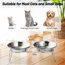 Elevated Cat Bowls, 5.9 Inch Wide Stainless Steel Cat Food Bowls with Metal Stand Whisker Stress-Free, Raised Food and Water Dish for Cats, Kitten