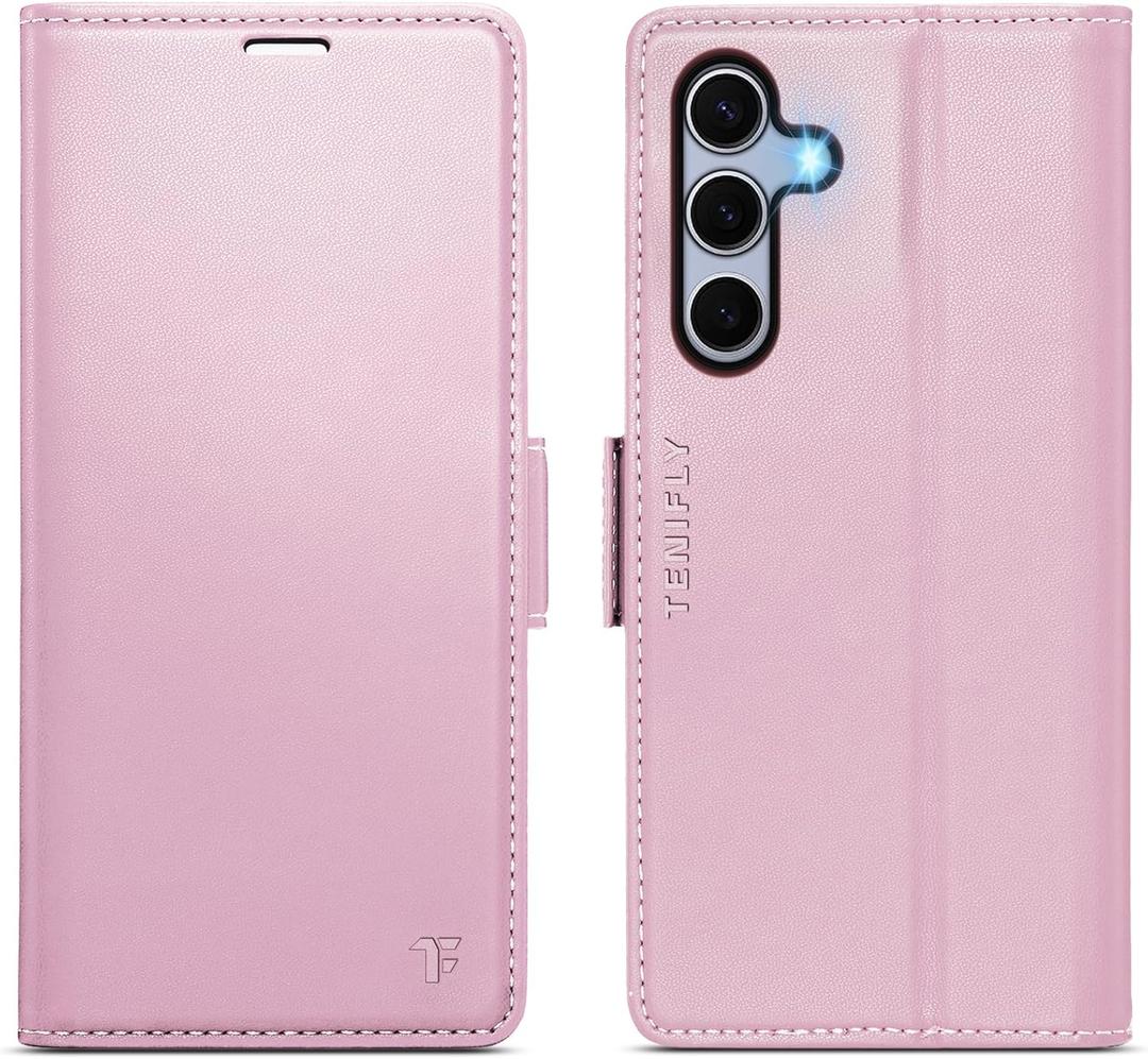 for Samsung Galaxy S25 Case Wallet with RFID Blocking Card Holder, PU Leather Kickstand Protective Flip Phone Cover Fit for Galaxy S25 6.2", Rose Gold