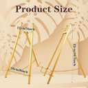 Metal Easel Stand Gold, Easel Stand for Sign Table Top Easels for Display Modern Metal Tripod with Chain Bracket for Paintings, Photographs, Posters, Mirrors- 16.7 x 8.7 x 4.3 Inch (H * W * D)