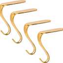 Christmas Stocking Holders Xmas Fireplace Hanger Hooks Holiday Mantel Garland Clips Metal Grips Set of 4(Gold)