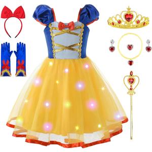 Light Up Princess Dress Up Clothes for Little Girls Toddler Kids Princess Costume Halloween Birthday Outfit 3-9Y