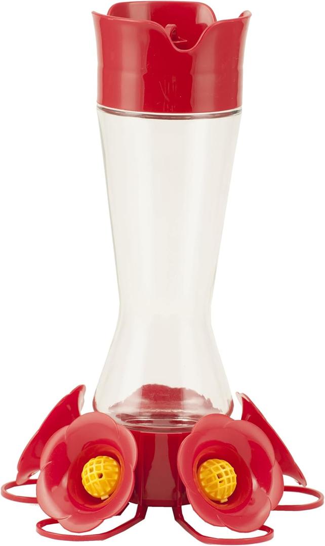 Perky-Pet 204CP-4 Favored Pinch-Waist Glass Hummingbird Feeder with Built-in Ant Moat and Bee Guards - 16 oz