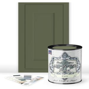 ALL-IN-ONE Paint, Durable cabinet and furniture paint. Built in primer and top coat, no sanding needed. Includes our 30 featured color card - Crete (olive green), Quart (32 Fl Oz (Pack of 1))