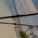 XFM Beach Coastal Wall Clocks Battery Operated 20 Inch Large Wall Clock Silent Tropical Seascape Glass Wall Clock for Living Room Bedroom Kitchen Decor (Blue1)