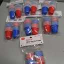 Cup Pong Game Set 24 Pcs 2 Oz Plastic Party Cups with 4 Pcs Ping Pong Balls for Christmas New Year Gift (Blue+Red) 7 Packs