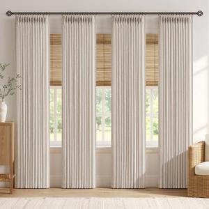 MIULEE 4 Panels Pinch Pleated Linen Curtains 84 Inches Long Cream White, 40"W x 84"L