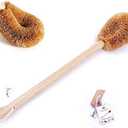 Updated Modern Version Toilet Bowl Brush, Natural Coconut Fiber Brush Head and Beechwood Handle for Bathroom Toilet - Sturdy, Deep Cleaning, Eco-Friendly, Toilet Cleaning Brush with Hanging Hook
