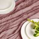 Hahuho Dusty Pink Cheesecloth Table Runner 10ft, Gauze Boho Rustic Table Runners for Wedding Birthday Party Baby Shower Decorations6 Pack , 35x120 Inches