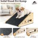 Wooden Dog Ramp for Bed, Sofa - Portable Pet Ramp with Non-Slip Carpet Surface & Bone-Shaped Handle, Senior Dog Stairs for Small Medium Breeds