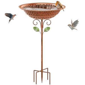 Metal Bird Bath for Outside Garden Birdbath Bowl, 42.1" Height Bird Feeders for Outdoors with 5 Prongs Base Stake, Standing Birdfeeders Bath Bowl for Yard Lawn Decor (Vintage Copper)
