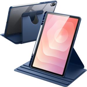 JETech Rotating Case for Samsung Galaxy Tab S11 with S Pen Holder, 360 Degree Rotation Protective Stand Cover Clear Back, Auto Wake/Sleep (Navy)