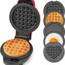 Dash MultiMaker Mini System - Compact Waffle Maker for Family Breakfasts - Removable Griddle Plates & nonstick surface - 5 Plates - Red