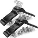 TOPIA HANGER Wooden Suit Hangers with Adjustable Metal Clips (20 Pack), Solid Wood Coat Hangers, 360° Swivel Hook, Premium Clothes Hangers for Jacket, Pant, Jeans, Blouse-Black, CT28B20
