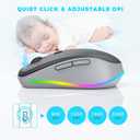 PEIOUS Wireless Mouse Jiggler - LED Wireless Mice with Build-in Mouse Mover, Rechargeable Moving Mouse for Laptop with Undetectable Random Movement Keeps Computers Awake - Black & Grey