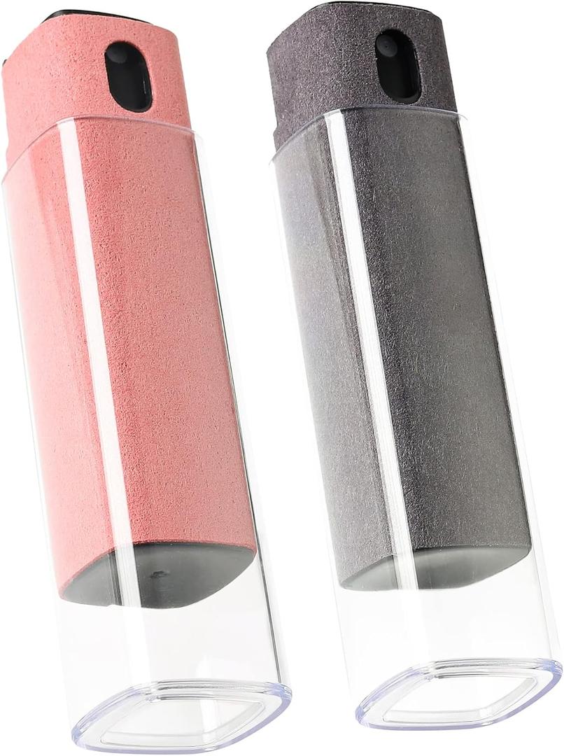 Touchscreen Screen Cleaner Kit 2 Pcs, Phone, Tablet and Car Screen Cleaner, Two in One Spray and Microfiber Cloth (Grey & Pink)