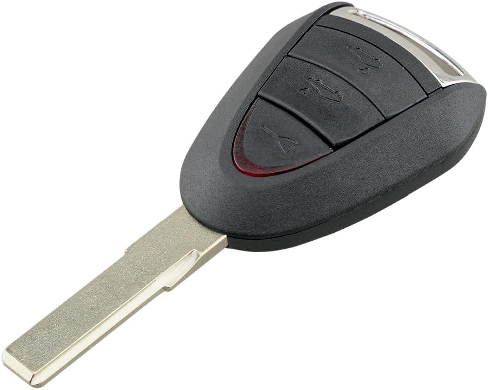 Key Fob Cover Case Replacement 3 Buttons Key Fob Remote Control Shell Case - Compatible for Porsche Cayman 911 997 Boxster 987