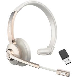 Vonztek Wireless Headset, Bluetooth Headphones with Microphone Noise Canceling & USB Dongle, Trucker Bluetooth Headset with Mic Mute for Cell Phone Computer Work Office Meetings Teams Skype Call