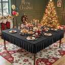 Wish Care Black Spandex Tablecloths for 60x60 Inch Square Tables, Stretch Fitted Table Clothes with Pleated Ruffle Skirt for 60 Table, Wrinkle Free and Elastic, for Party Kitchen Home Dining