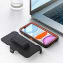 Case for iPhone 11 with Clip, Heavy-Duty Tough Rugged Shockproof Drop Protective Cover Phone Cases, Black+Orange