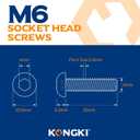 M6-1.0 x 25mm Button Head Socket Cap Screws, 10.9 Grade Alloy Steel, Allen Socket Drive, Black Oxide Finish, Machine Thread, 50 PCS