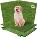 Dog Grass Pad with Tray: Reusable Training Pad with 2-Pack Replaceable Artificial Grass - Quick Absorbent Indoor Portable Dog Patio Potty, Washable Pee Pad For Small Medium To Large Dog, 22"x18" Green
