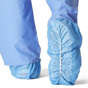 Medline Spunbond Polypropylene Nonskid Shoe Covers, Blue, Regular/Large, Serged Seam, Box of 100 Each
