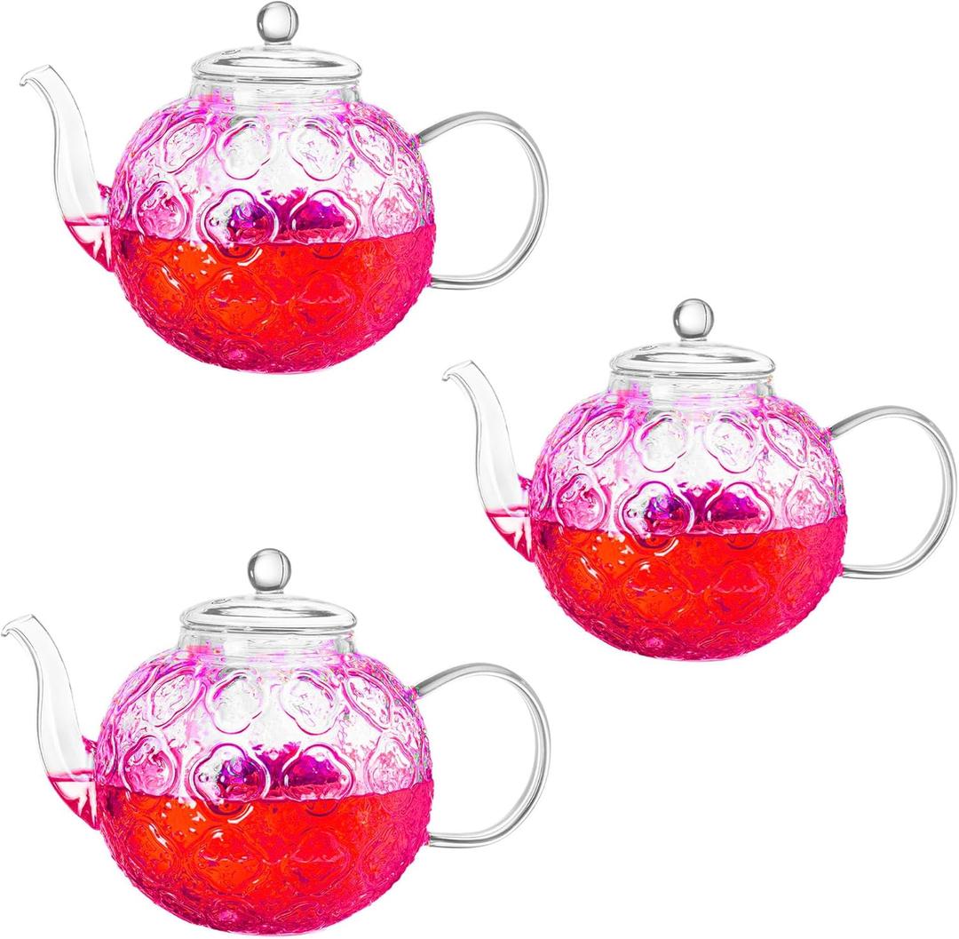 Glass Teapot with Removable Infuser-1500ml Clear GlassTea Pot for Stovetop, Borosilicate Microwave Safe Glass Tea Kettle and Tea Maker for Blooming & loose Tea