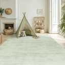 BILEEHOME Sage Green Area Rugs for Living Room Nursery for Baby Girl Boy, Neutral Washable Sage Green Boho Farmhouse Vintage Bedroom Rugs Light Green and Ivory Cream, Size: 6' x 9' (Rectangular)