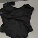 Leoparts Women's Retro Scoop Neck One Piece Swimsuits 80s/90s High Cut Low Back Bathing Suits Swimwear Black S