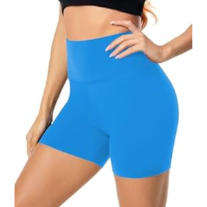 FULLSOFT High Waisted Biker Shorts for Women-5" Tummy Control Fitness Athletic Workout Running Yoga Gym Shorts (Small-Medium, 1-blue)