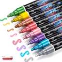 IJIANG Liquid Chalk Markers - Metallic 8Colors, Chalk Markers - 6mm Reversible Tip for Glass, Window, Cars, Chalkboard, Whiteboard, Blackboard Signs