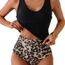 Eomenie Two Piece Tankini Swimsuits for Women Tummy Control Bathing Suits U Back Swim Tank Top with High Waisted Bottom (Black, L)