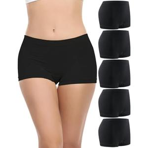 Begrily Boy Shorts Underwear for Women, Ladies Nylon Stretch Comfort Flex Fit Seamless Boyshort Panties Boxer Briefs Pack of 2,  Size Medium, Black 