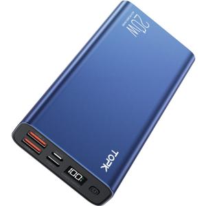 TOPK Portable Charger 20000mAh, Power Bank USB C 20W Fast Charging LED Display External Battery Pack Compatible with iPhone 13 12 11 Xs Samsung Google iPad etc.[2022 Version] (Blue)