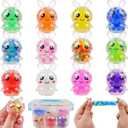 12 Pack Easter Mini Bunny Squeeze Ball Toys Stress Balls Squishy Toys for Easter Basket Stuffers Egg Fillers Party Favors Gifts