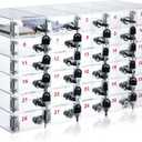 Layhit 30 Slots Cell Phone Locker Box for Classroom Clear Acrylic Cell Phone Storage Cabinet Bin with Door Locks for Classroom School Students Office Factory Employees