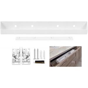 Zonon 1 Set 25 Inch Tip Out Sink Tray with Hinges, Kitchen Drawer Organizer
Metal Tip out Tray with Hinges, Mounting Plate, Screws, Adhesive, Screw-mounted or Drill-free, for Kitchen Bathroom Cabinet