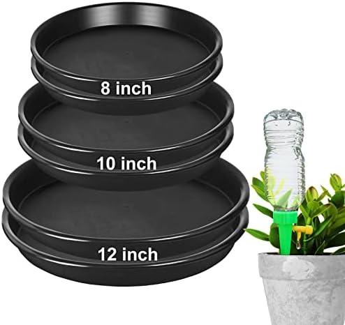 NABAOXUN 6Pack 8,10,12Inch Plastic Drip Trays Plant Saucers for Indoors Outdoor Plant, Thick Heavy Durable Sturdy Flower Pot Trays for Pots Planter, Black