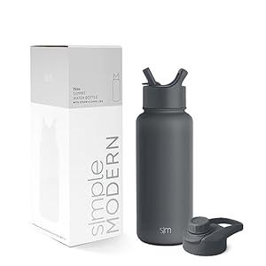 Simple Modern Water Bottle with Straw and Chug Lid Vacuum Insulated Stainless Steel Metal Thermos Bottles | Reusable Leak Proof BPA-Free Flask for Sports, Gym | Summit Collection | 32oz, Graphite