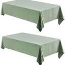 Veblandy 2 Pack Rectangle Tablecloth, 52x70 inch, Water Resistant Wrinkle Free Linen Textured Table Cloth Washable, Decorative Fabric Table Cover for Dining, Party and Camping, Sage Green