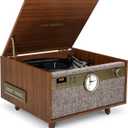 Victrola Century Signature+ – 6-in-1 Vinyl Record Player & Music Center - 3-Speed Turntable, CD & Cassette, VINYLSTREAM, Bluetooth & 3.5mm Aux, Record Player with Speakers, 18" Legs (Walnut)