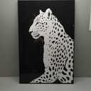 Framed Modern Animal Black and White Wall Art, Large Leopard Animal Prints, Contemporary Minimalist Elegant cheetah Pictures for Living Room Bedroom Dining Room Hallway Office Wall Decor 24x36In