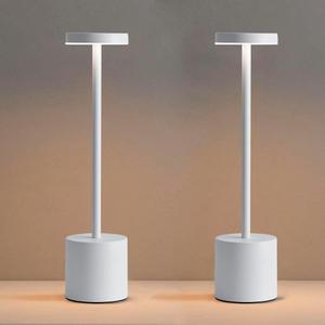 2 Pack LED Cordless Table Lamp, Portable 5000mAh Rechargeable Table Lamps, Touch Control Outdoor Table Lamp, 3 Color Dimmable Cordless Desk Lamp For Restaurant, Patio, Bedroom, Outdoor - White