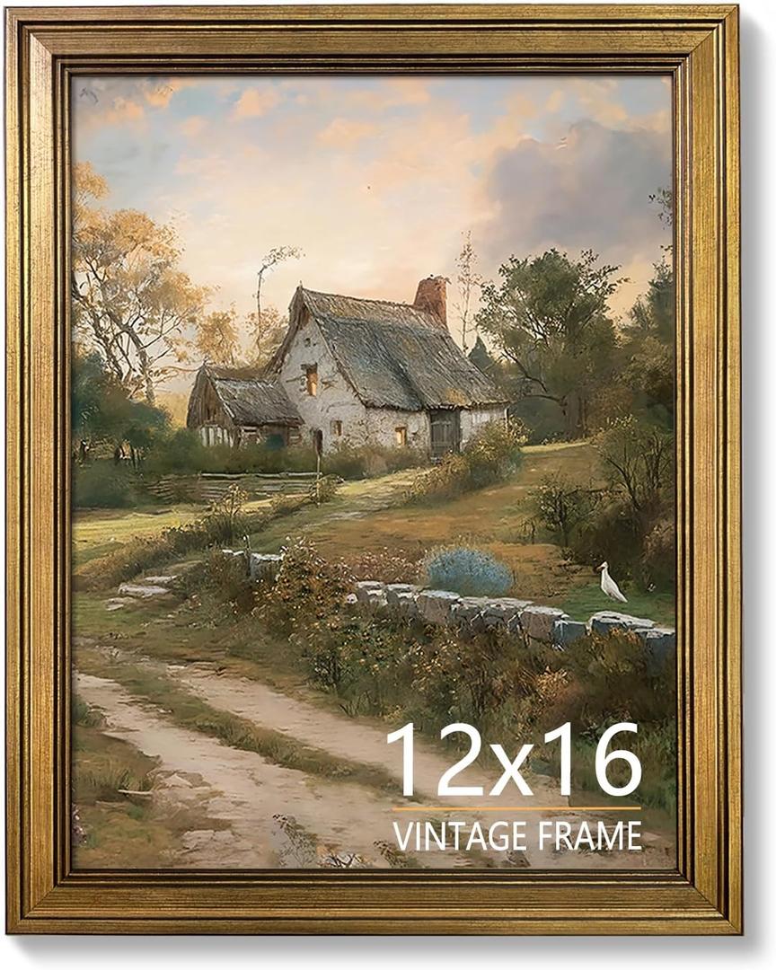 12x16 Picture Frame Vintage Gold for Wall Mount, 12X16 - 1 Pack