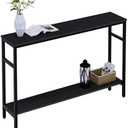 Timberer Narrow Console Table, 47 Inch Sofa Table with Adjustable Shelf, 2-Tier Long Skinny Table for Hallway, Entryway, Living Room, Foyer, Black