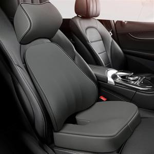 Car Seat Cushion Memory Foam Headrest Neck Pillow Office Chair Lumbar Support Rear Coccyx Cushion Relieve Body Soreness Auto Accessories(Black-pad)