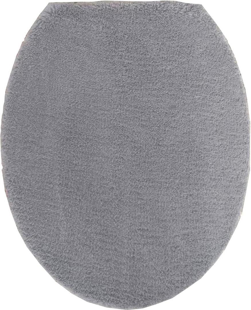 Madeals Microfiber Toilet Lid Cover Soft and Absorbent, Comfortable Bathroom Toilet Lid Cover Seat Fits Most Size Toilet Lids for Grey (Gray)