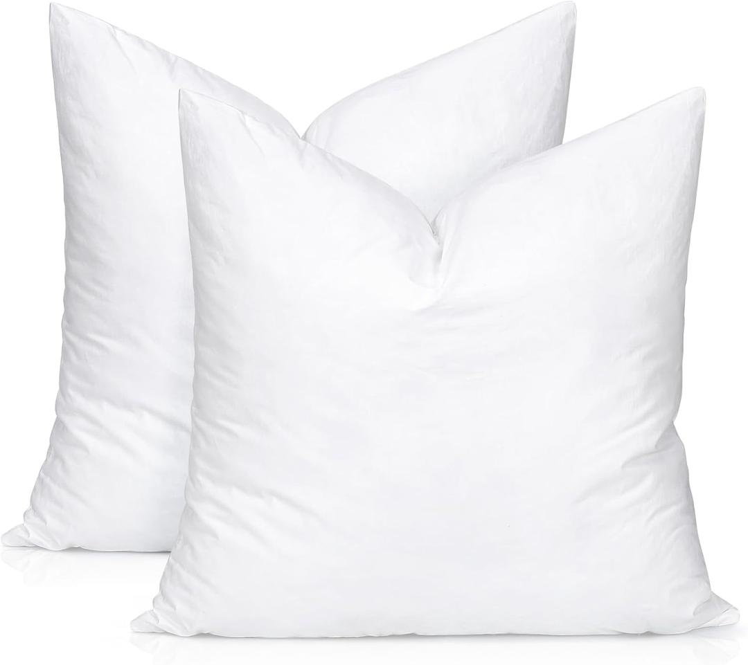 Artscope Synthetic Down Lumbar Pillow Insert, 12x12 Down Alternative Throw Pillow Insert. Ultra Soft Fluffy Sleeping Pillow with 100% Cotton Cover, Decorative Pillows Set of 2-White